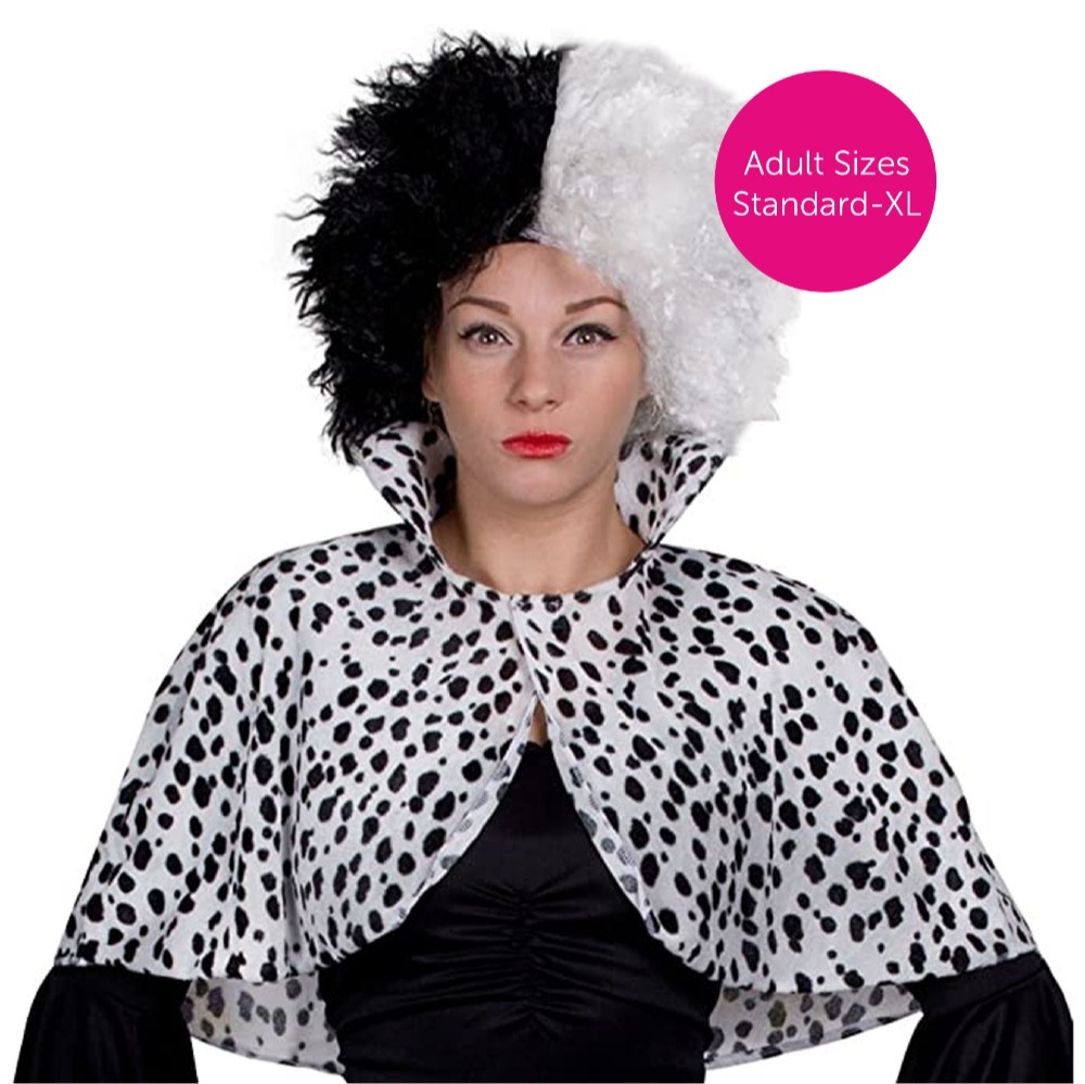 Ladies Dalmatian Print Cape - Evil Dog Lady Cape Costume