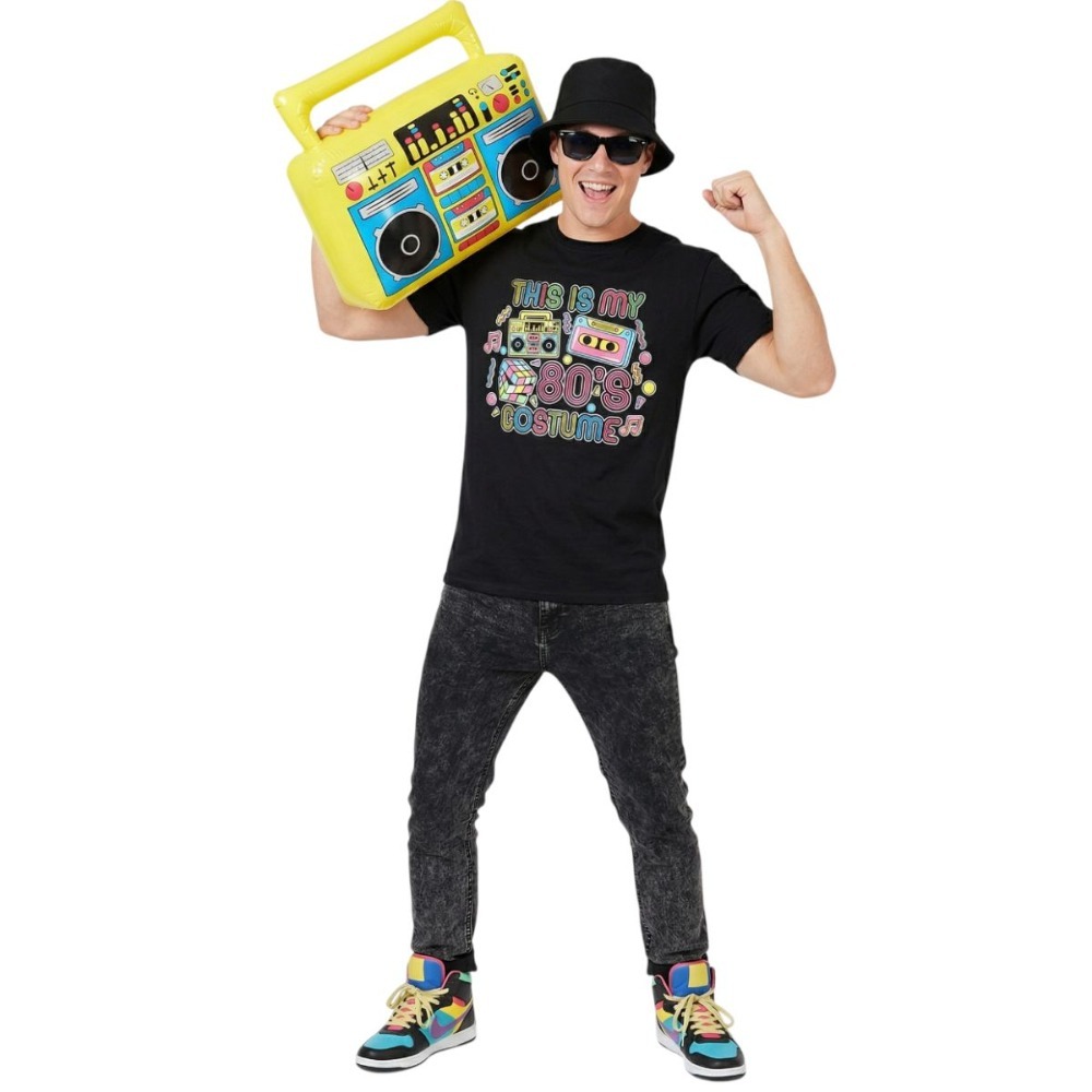 Click to view product details and reviews for Adults 80’s Costume 4 Pcs Black T Shirt Glasses Inflatable Boombox Black Bucket Hat Large. Click to view product details and reviews for Adults 80’s Costume 4 Pcs Black T Shirt Glasses Inflatable Boombox Black Bucket Hat Large.