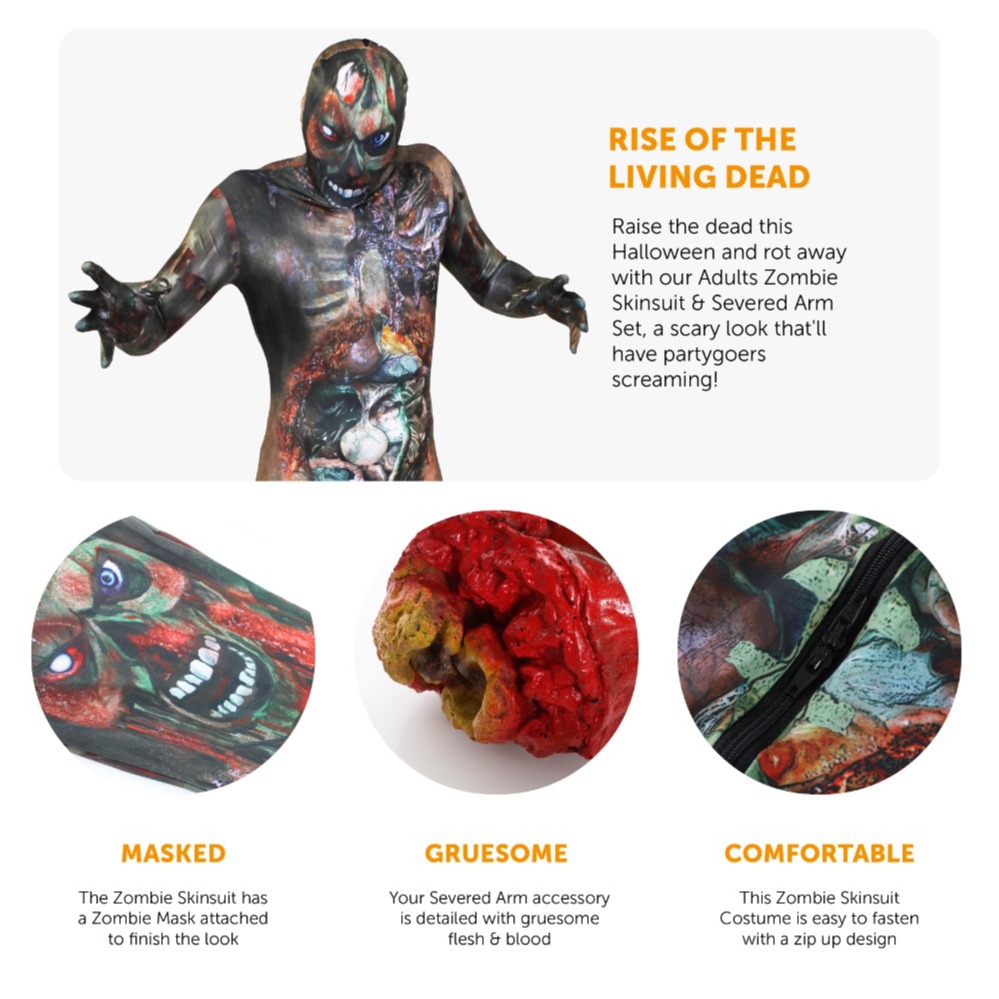 Adults Zombie Skinsuit Costume with Severed Arm