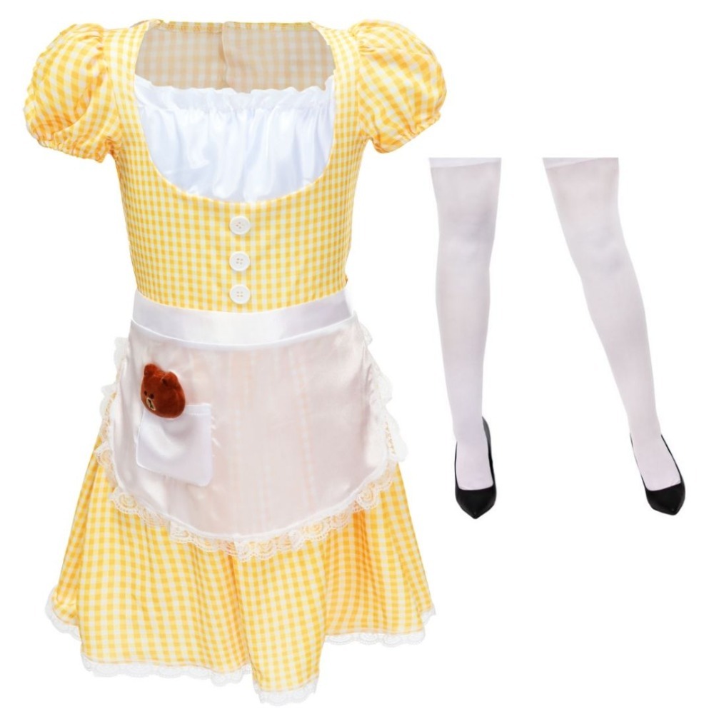 Click to view product details and reviews for Ladies Goldilocks Costume 2 Pcs Dress White Stockings Large.