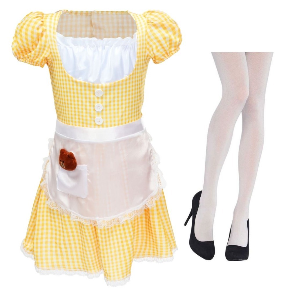 Click to view product details and reviews for Ladies Goldilocks Costume 2 Pcs Dress White Tights Large.