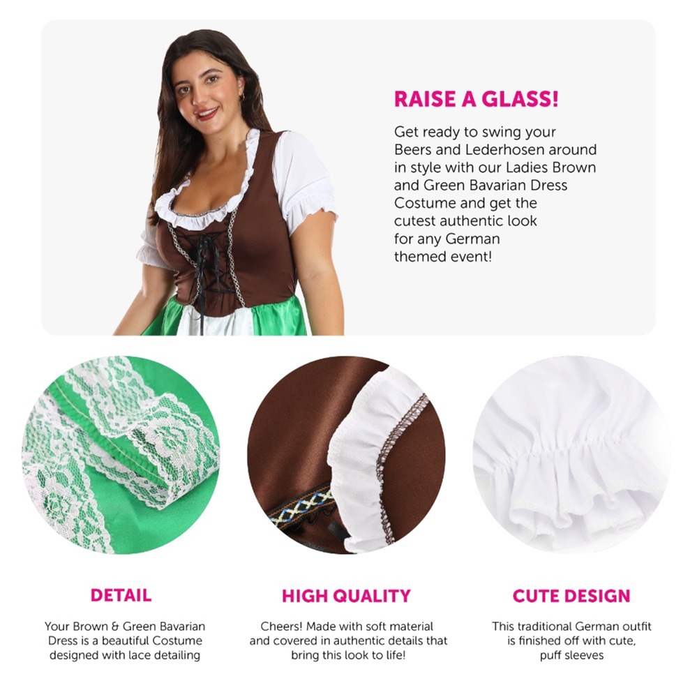 Ladies Green & Brown Bavarian Dress