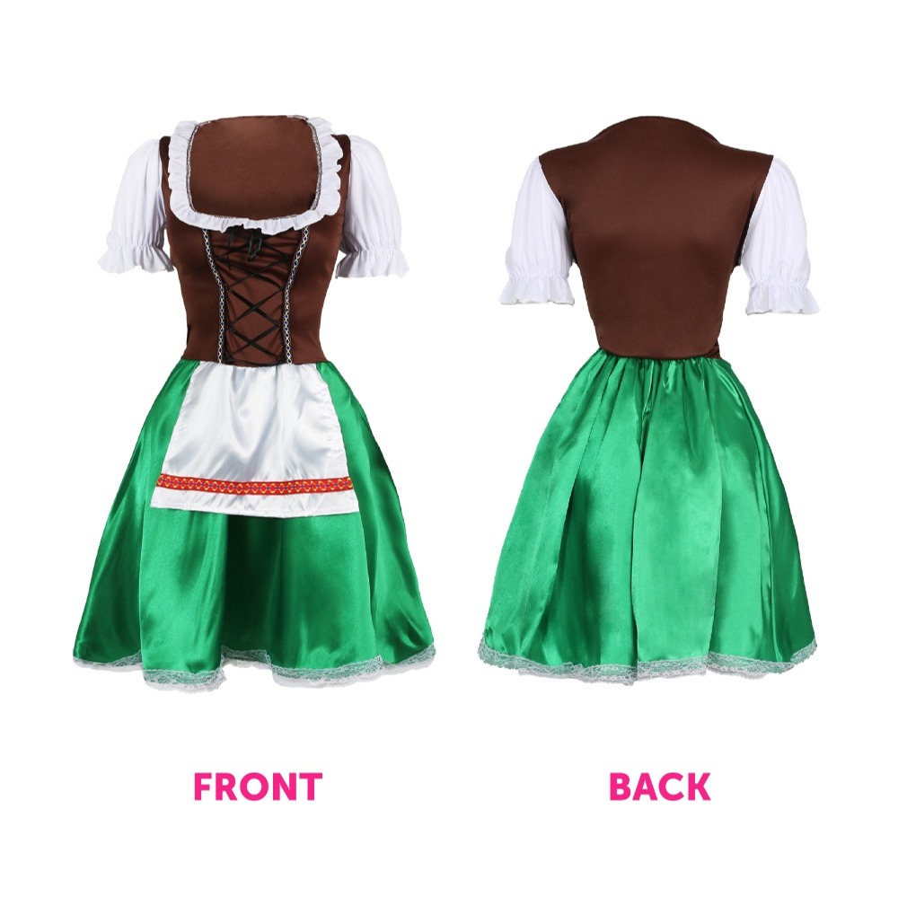 Ladies Green & Brown Bavarian Dress