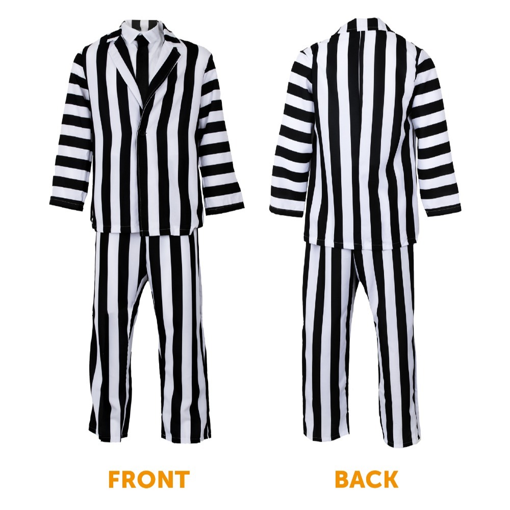 Mens Black and White Suit Striped Costume