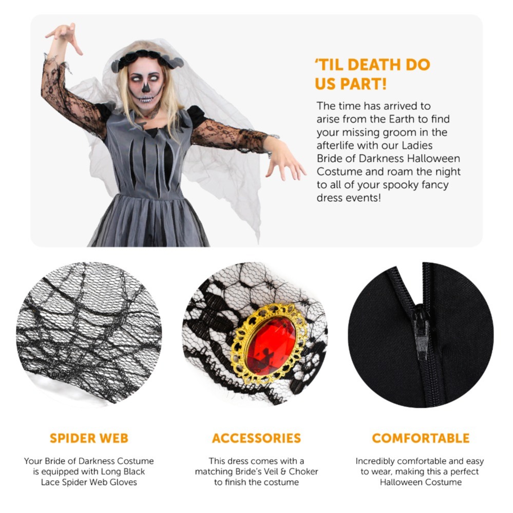 Halloween Corpse Bride of Darkness with Gloves