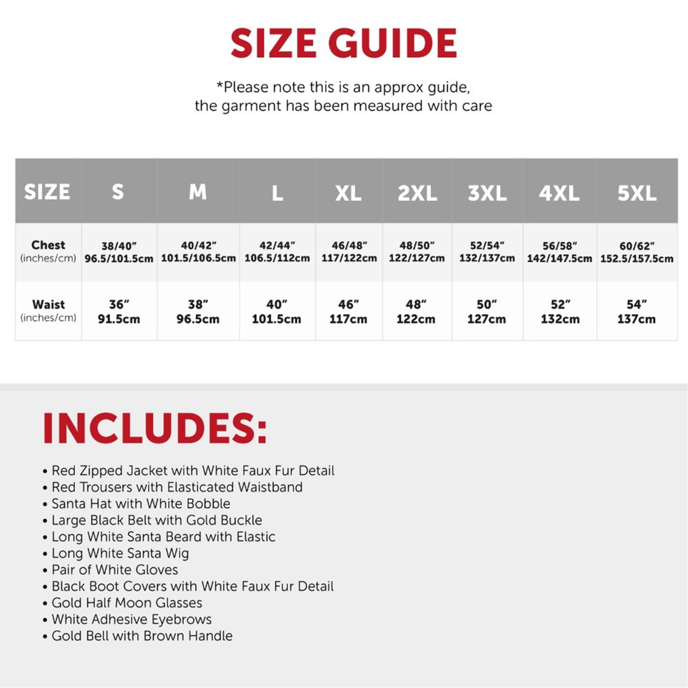 10 Piece Santa Costume Set - with Bell