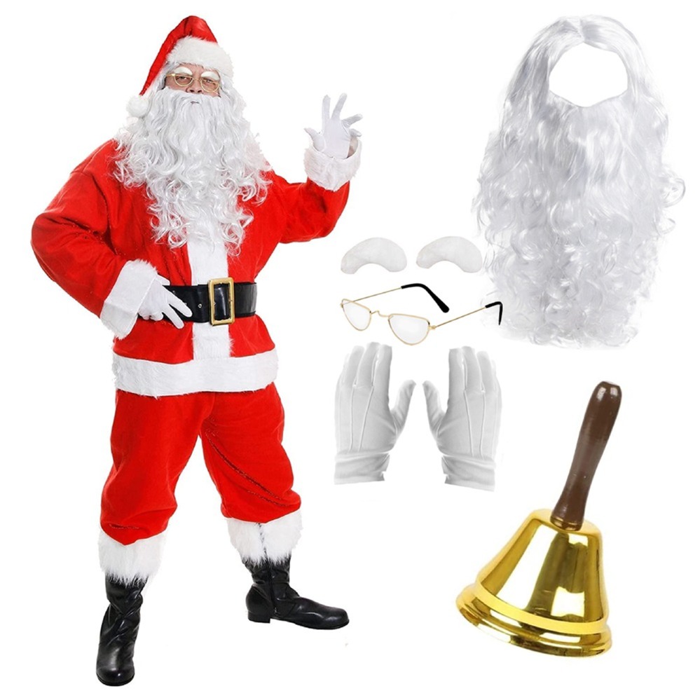 10 Piece Santa Costume Set - with Bell