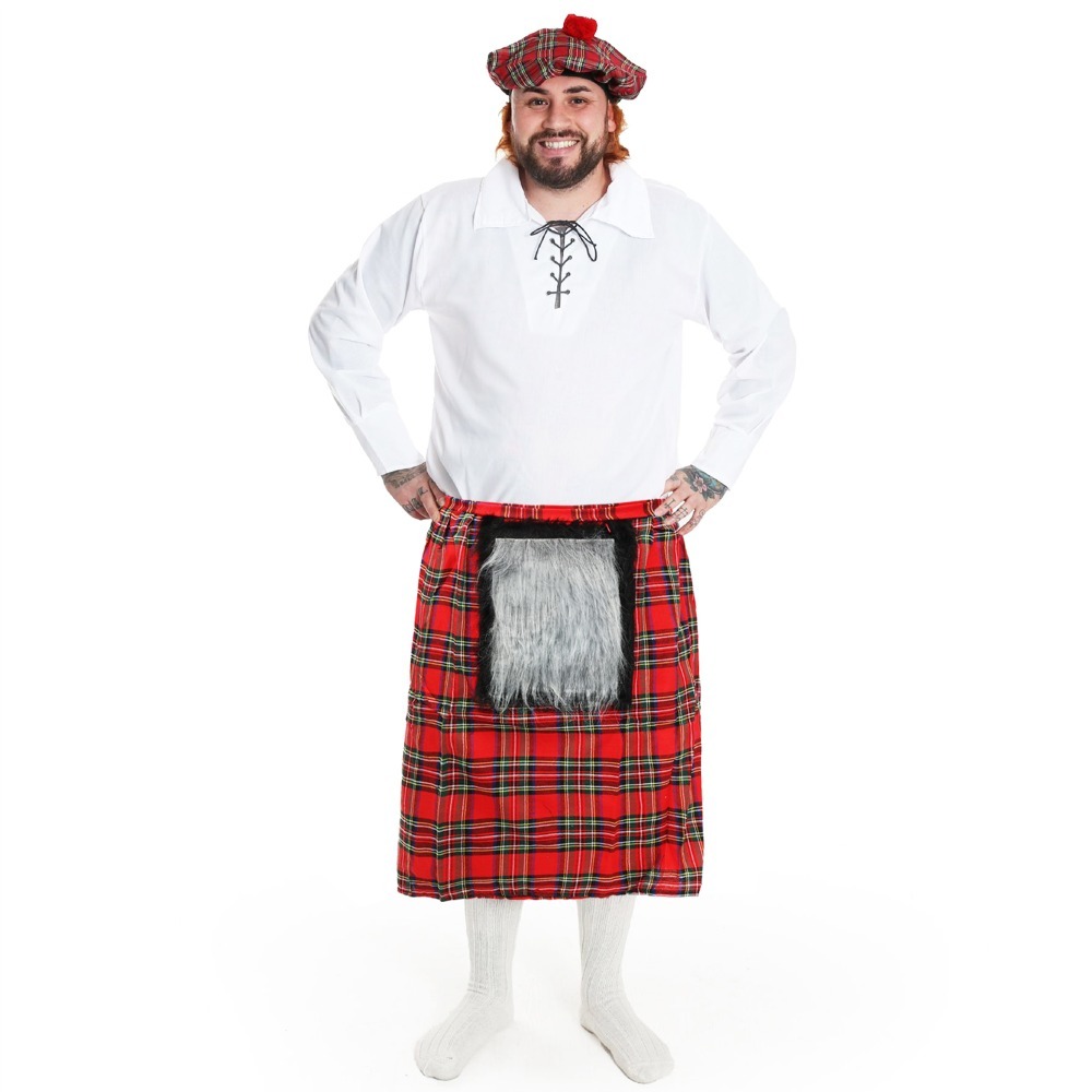 Scottish Tartan Kilt and White Shirt