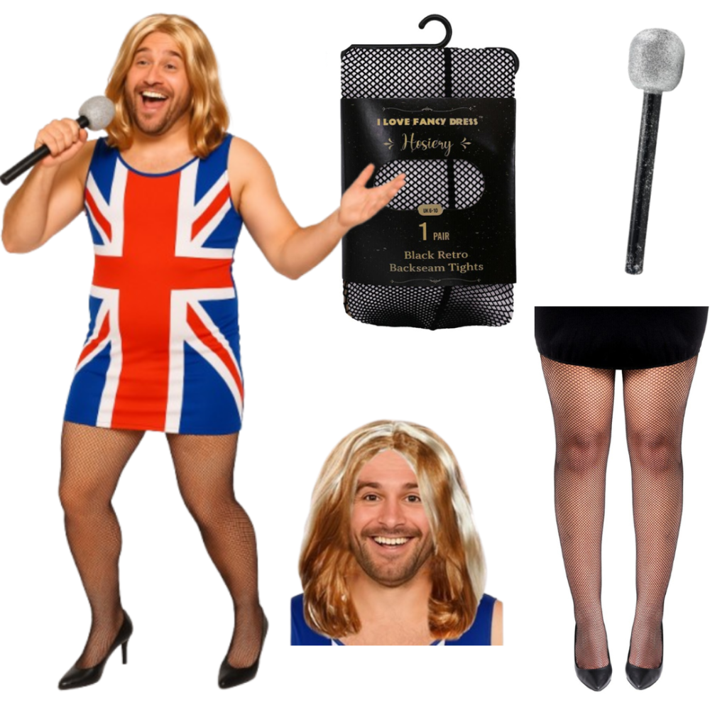 Men's Union Jack Dress Wig Stag Do Costume Cazaar