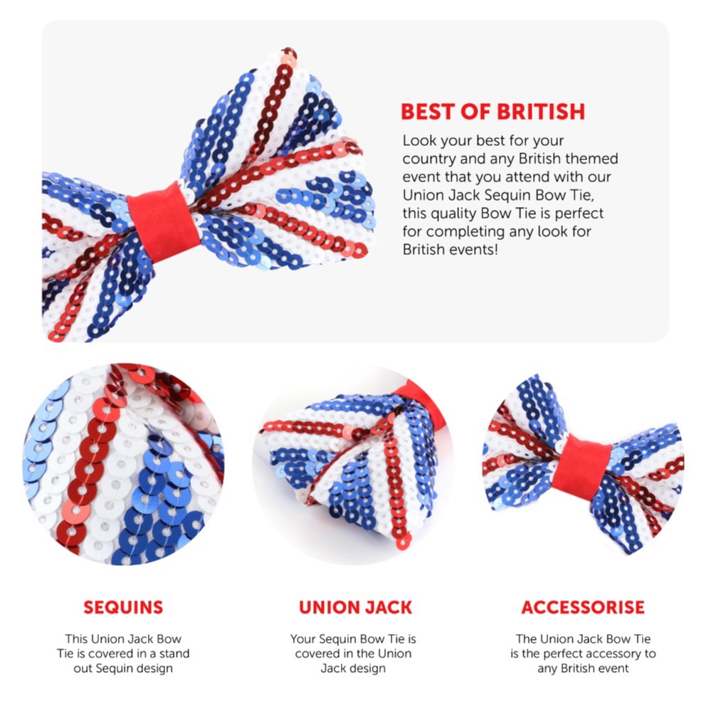 Union Jack Sequin Bowtie