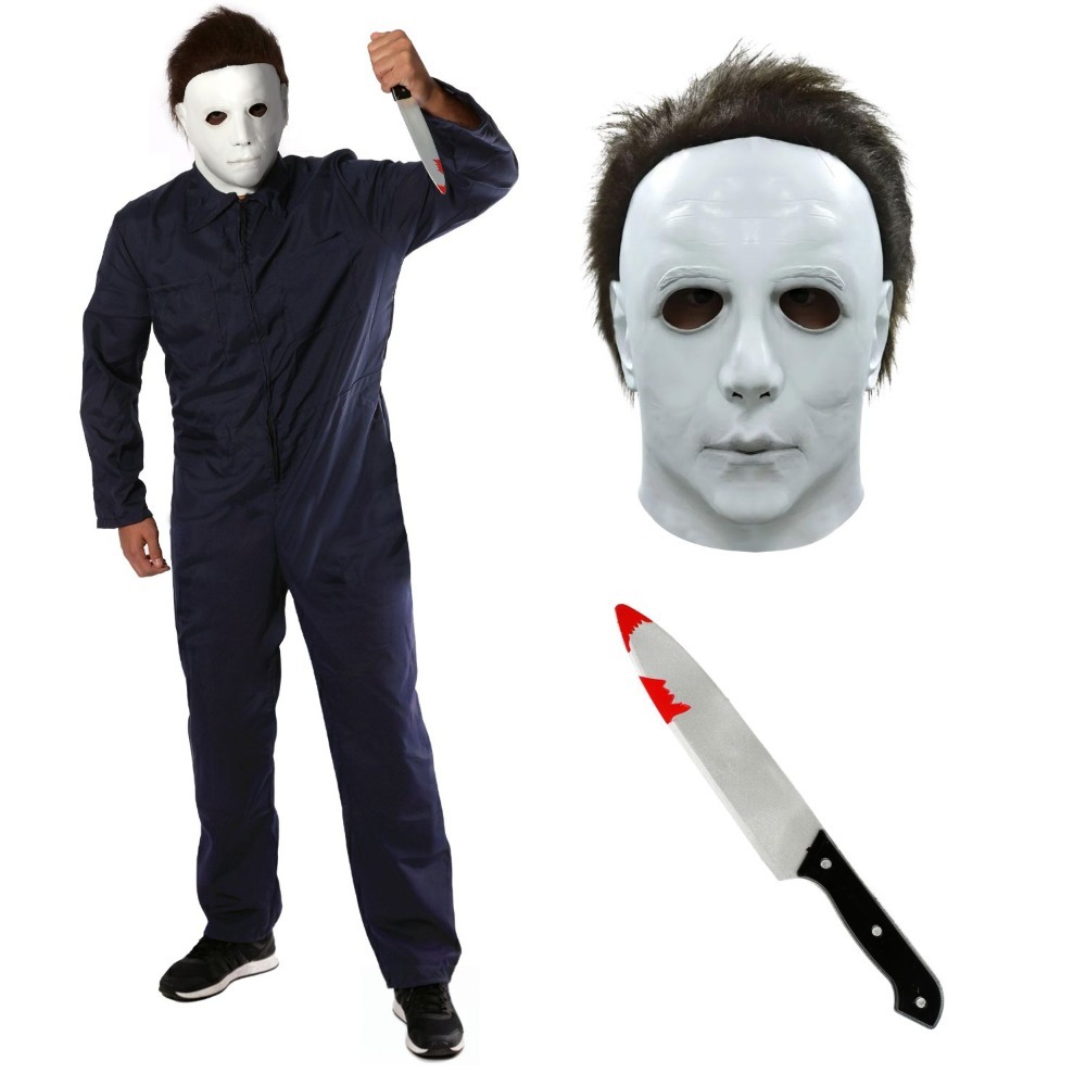 Click to view product details and reviews for Adults Halloween Killer Costume 3 Pcs Jumpsuit Mask Knife 2xl.