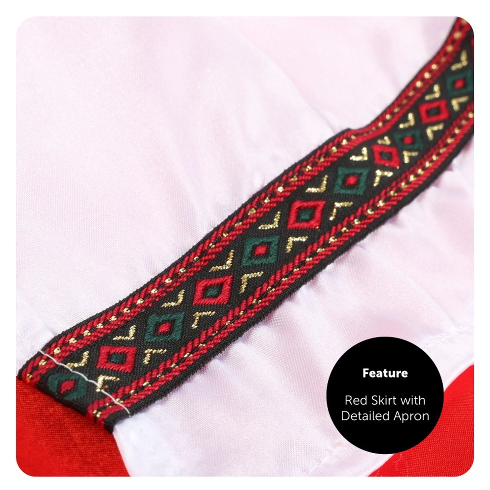 Ladies Red & Brown Bavarian Dress with Stockings & Plaits