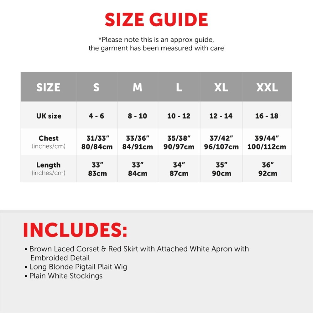 Ladies Red & Brown Bavarian Dress with Stockings & Plaits