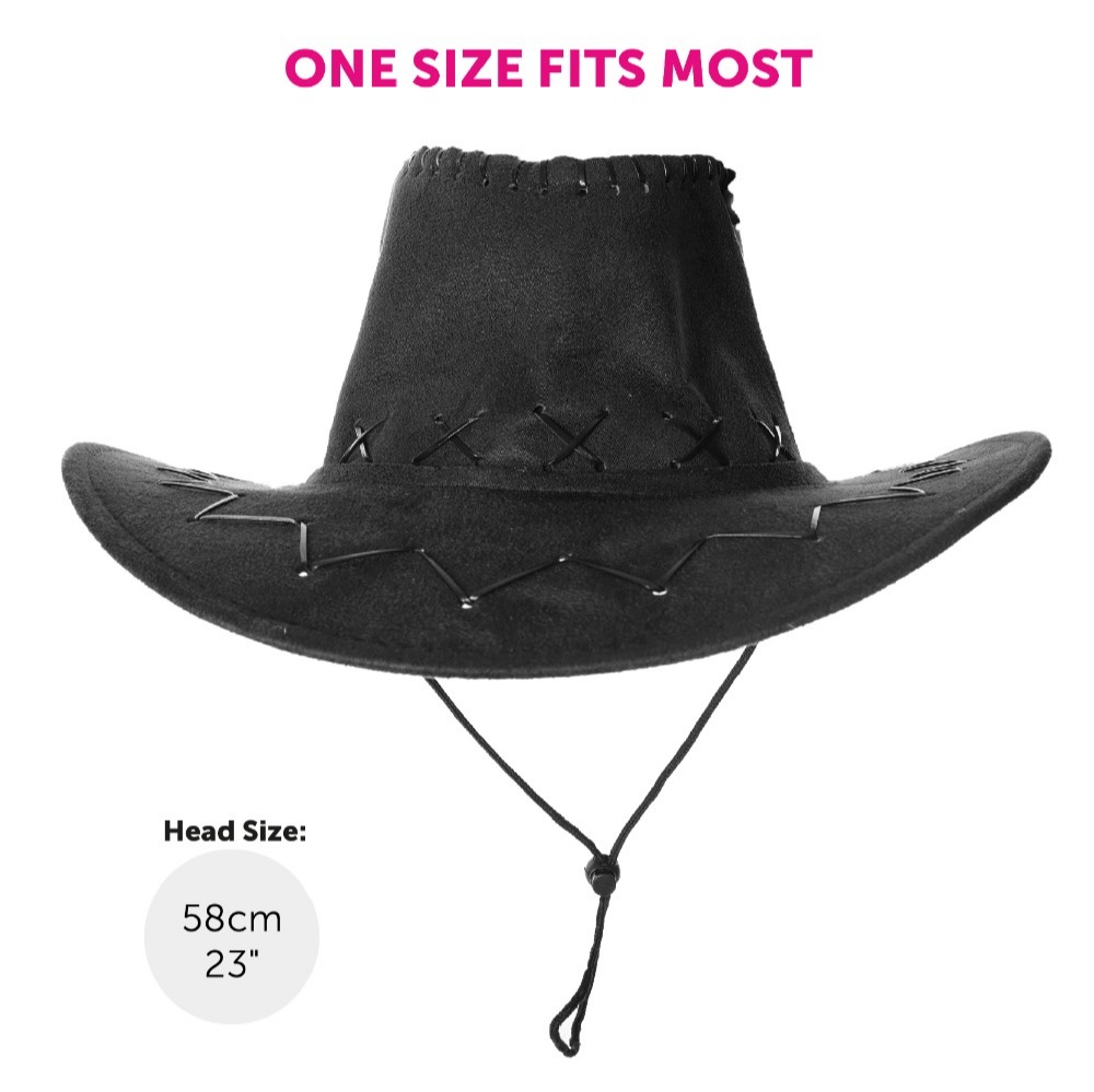 Adults Wild Western Costume | 5 Pcs | Brown Poncho, Cigar, Holster, Black Bandana & Black Suede Cowboy Hat