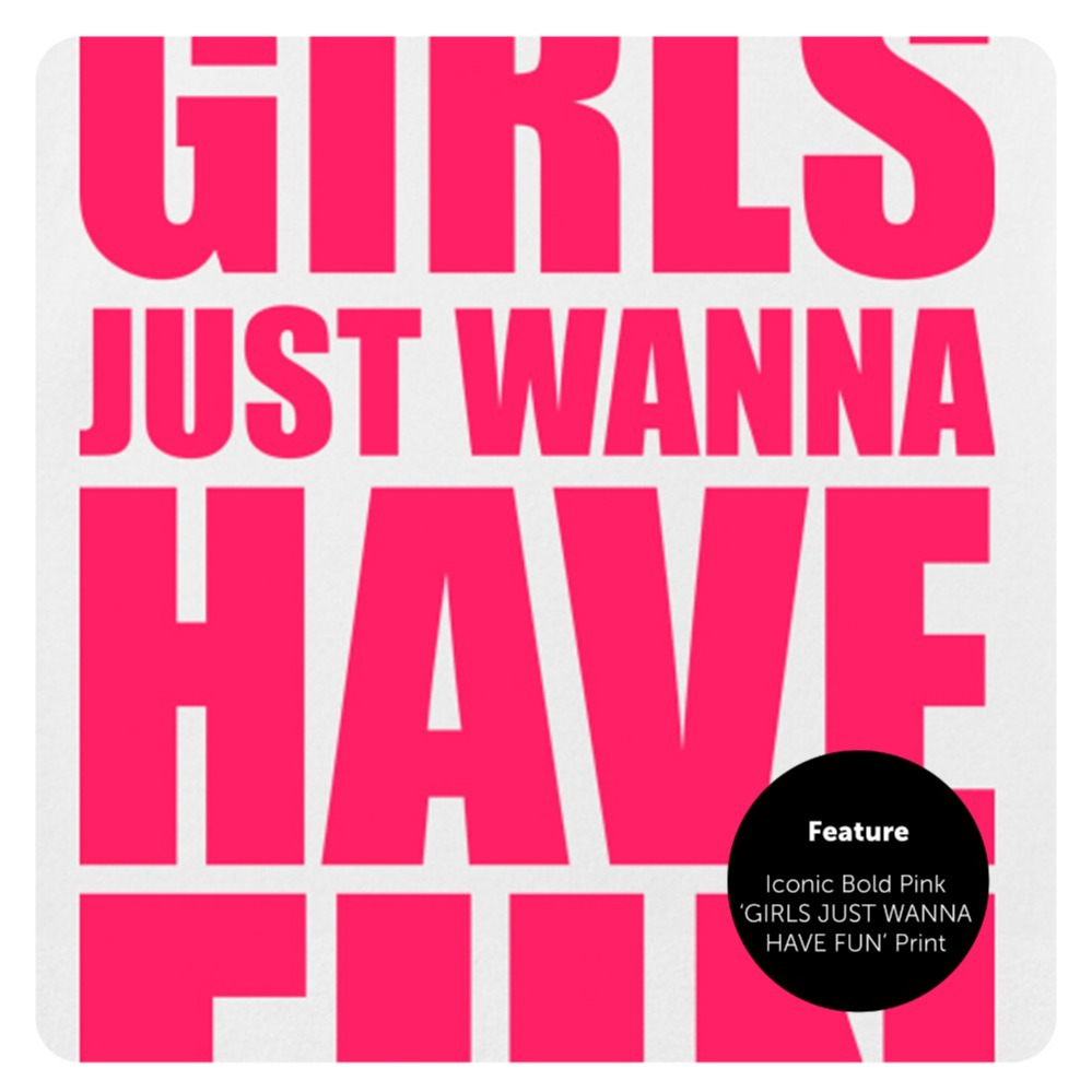 Ladies “Girls Wanna Have Fun” T-Shirt – White with Bright Pink Lettering