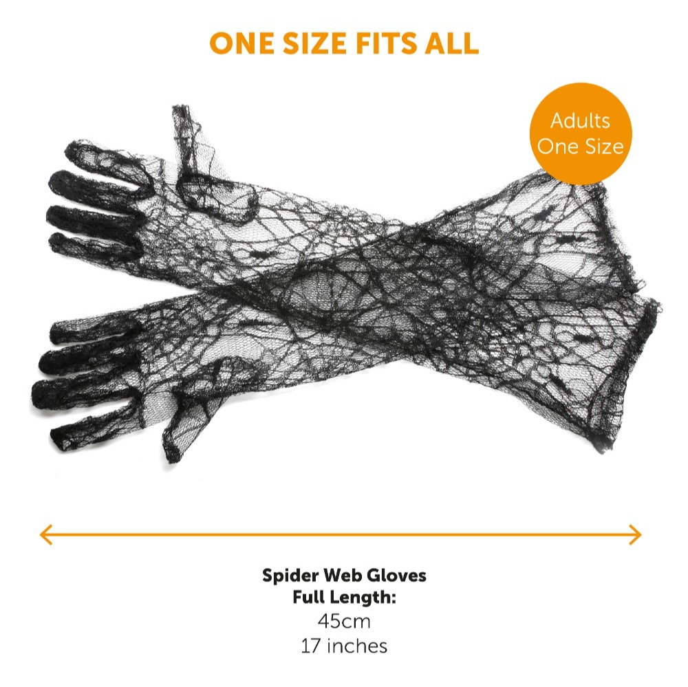 Ladies Spider Web Gloves & Tights Set | 2 Pcs | Halloween Accessory Bundle
