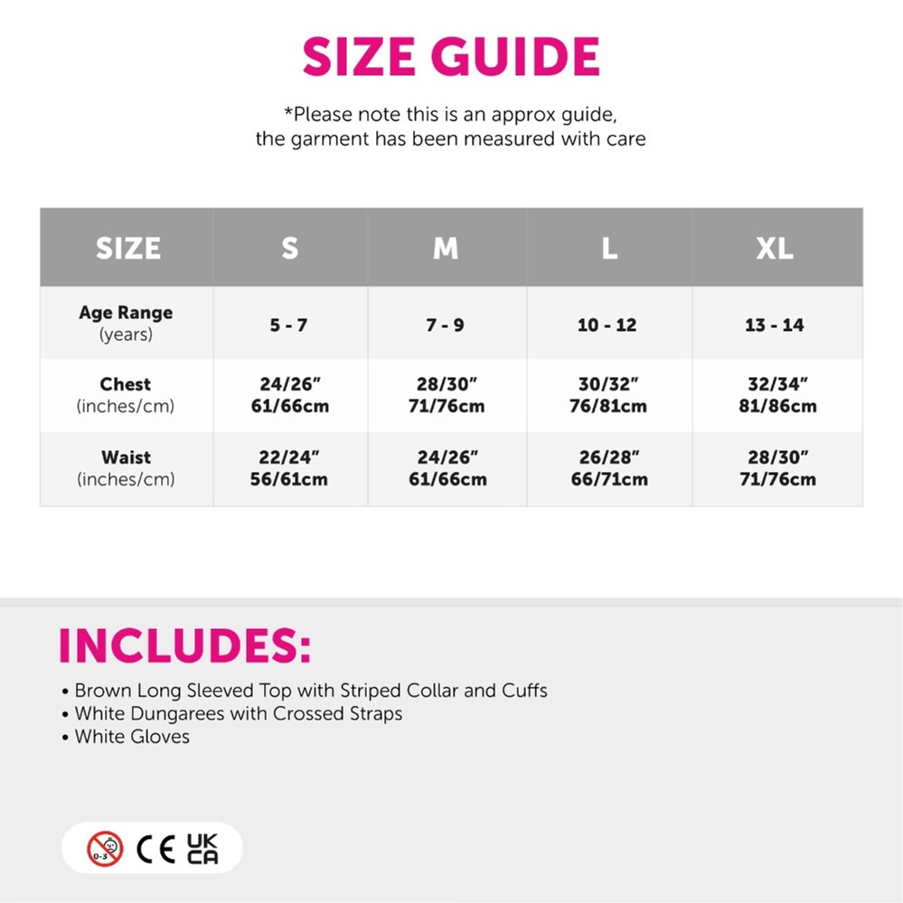 Childs Chocolate Factory Worker Costume - with Gloves