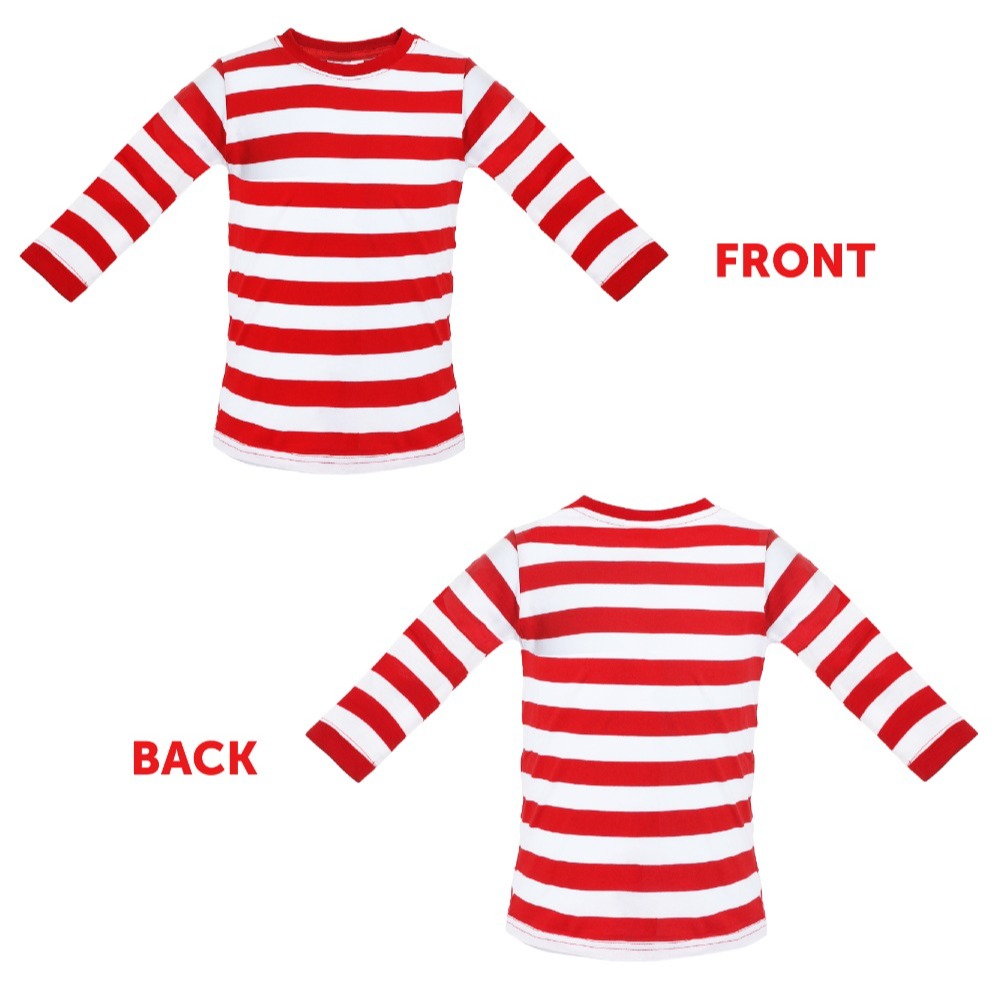 Childs Find Me Costume - Long Sleeve Top, Bobble Hat, Round Glasses & Inflatable Walking Stick