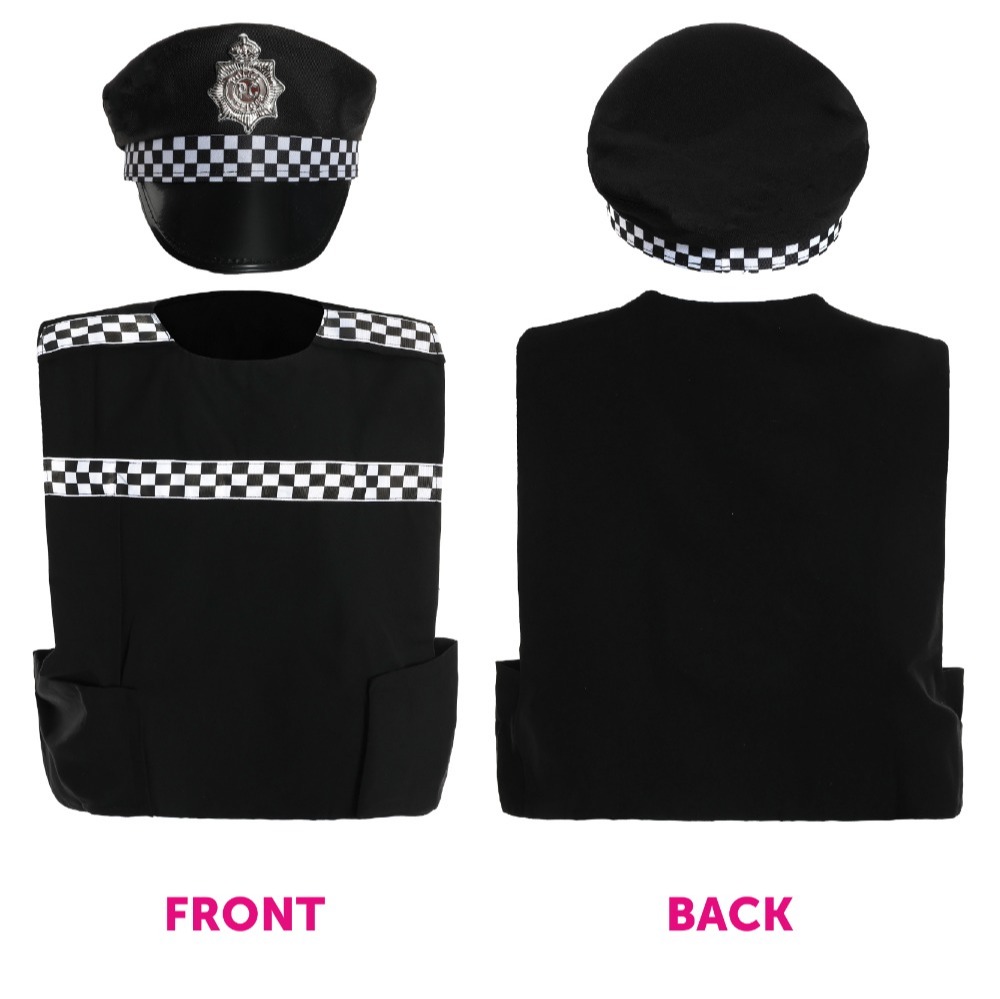 Childs Police Officer Costume Set - Vest, Hat & 10 Piece Set