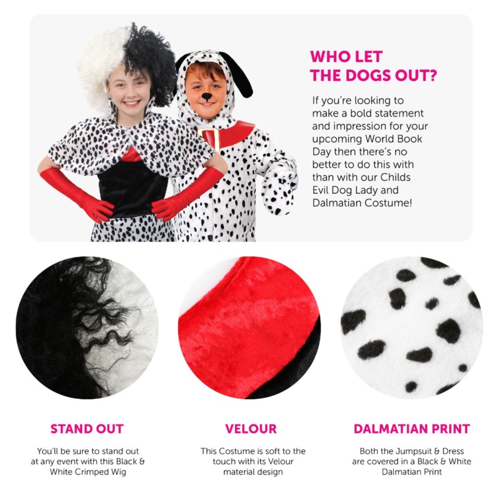 Child's Evil Dog Lady & Dalmatian Duo Costume