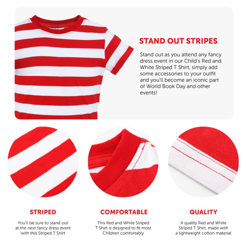 Childs Red and White Striped Short Sleeve Top