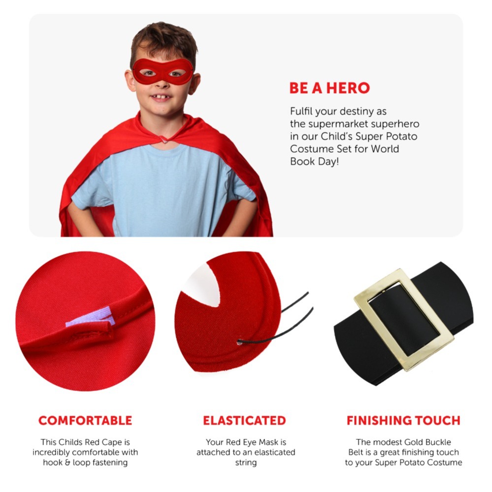 Child's Super Potato Costume Hero Set - Belt, Red Mask & Gloves