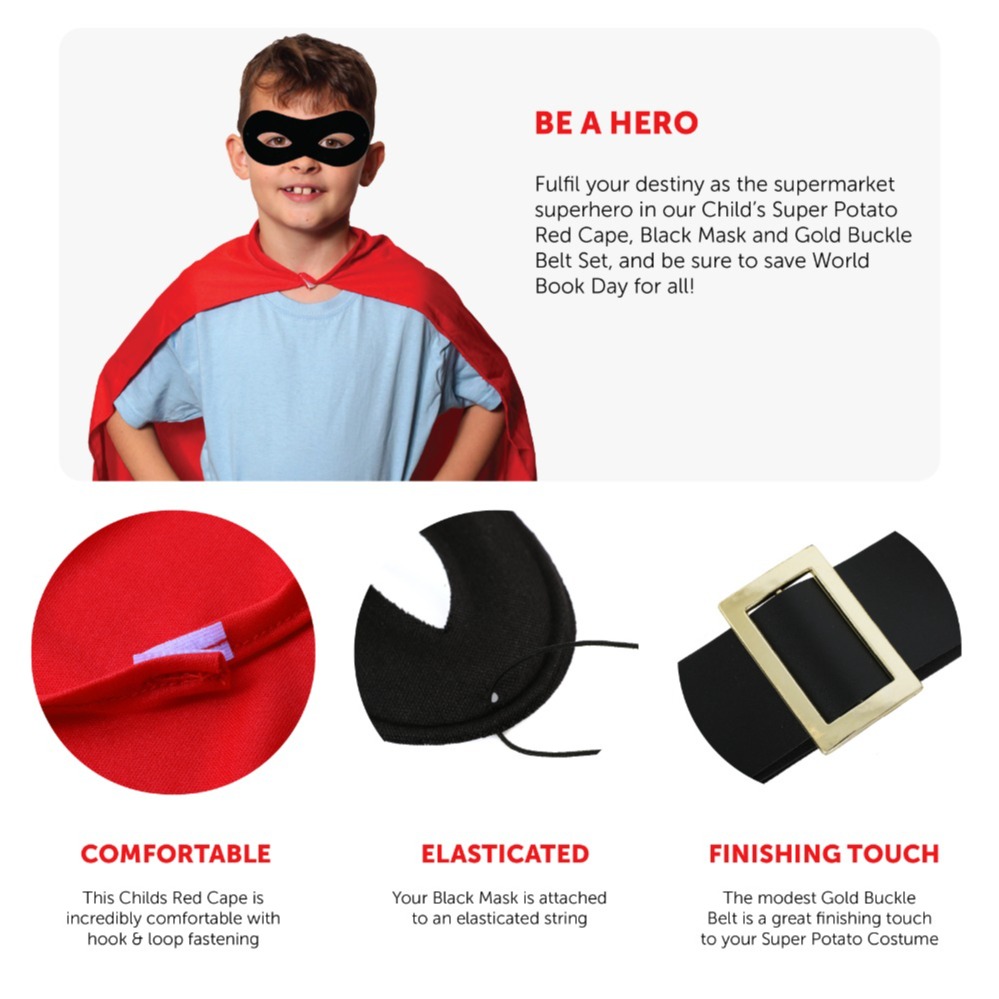 Child's Super Potato Costume Hero Set - Belt & Black Mask