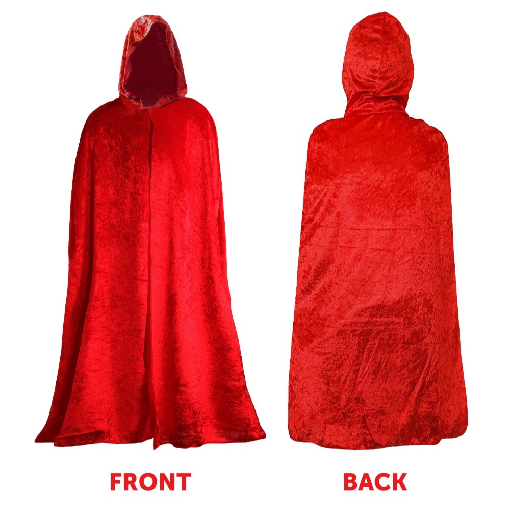 Girls Red Riding Hood Set - Hooded Cape & Soft Basket with Wolf