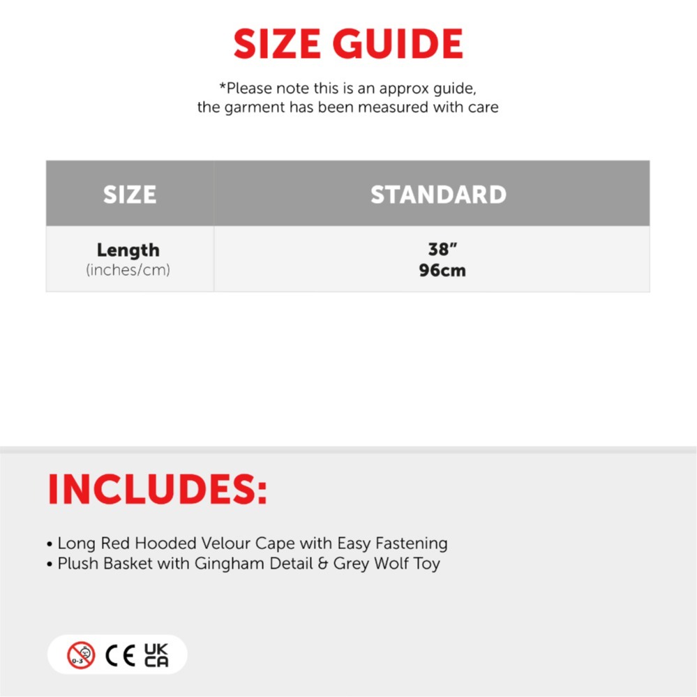 Girls Red Riding Hood Set - Hooded Cape & Soft Basket with Wolf