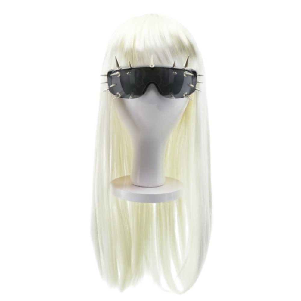 Click to view product details and reviews for Adults Gaga Accessory Set 2 Pcs Blonde Fringe Wig Spike Sunglasses.