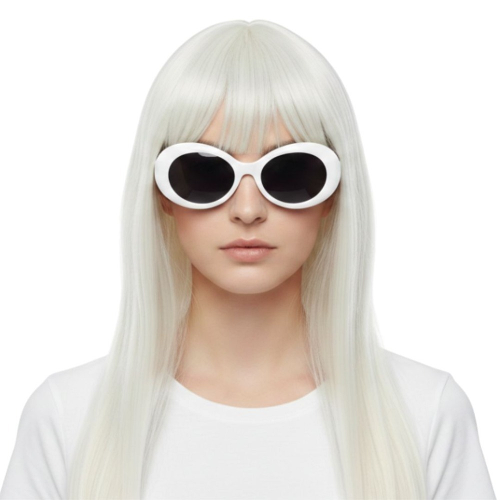 Click to view product details and reviews for Adults Gaga Accessory Set 2 Pcs Blonde Fringe Wig White Glasses.