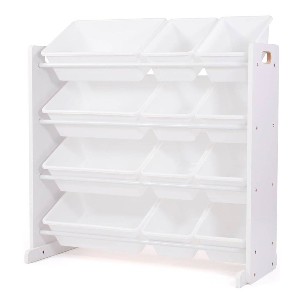 Kids Wooden Toy Storage Organiser | 12 Bin Storage Unit White | 88cm x 28cm 79cm