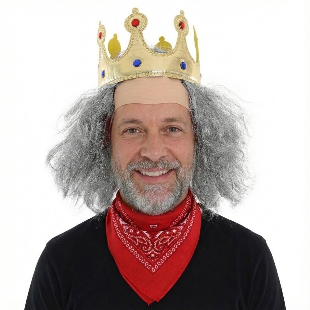 Click to view product details and reviews for Adults Plane King Guy Accessory Set 3 Pcs Wig Kings Crown Bandana.