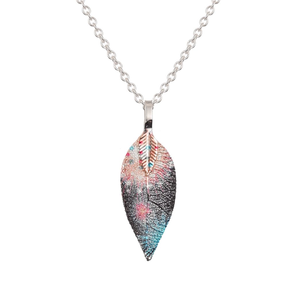Click to view product details and reviews for Small Leaf Necklace Silver Plated Nature Jewelry Galaxy.