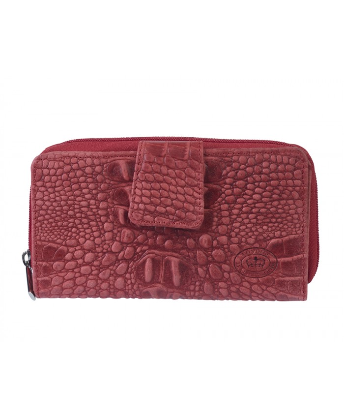 Click to view product details and reviews for London Leather Zip Round Purse Croc Leather With Tab Fastening Rfid Proof Purse Light Brown.