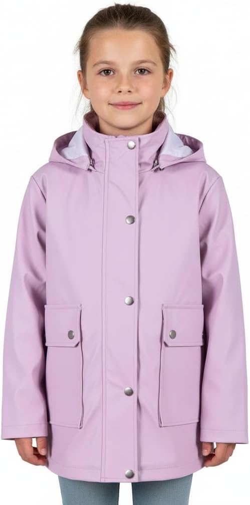Click to view product details and reviews for Pu Raincoat Jacket Windbreaker Waterproof Parka Hooded For Girls Boys Age 5 13 Years 7 8 Years Lilac.