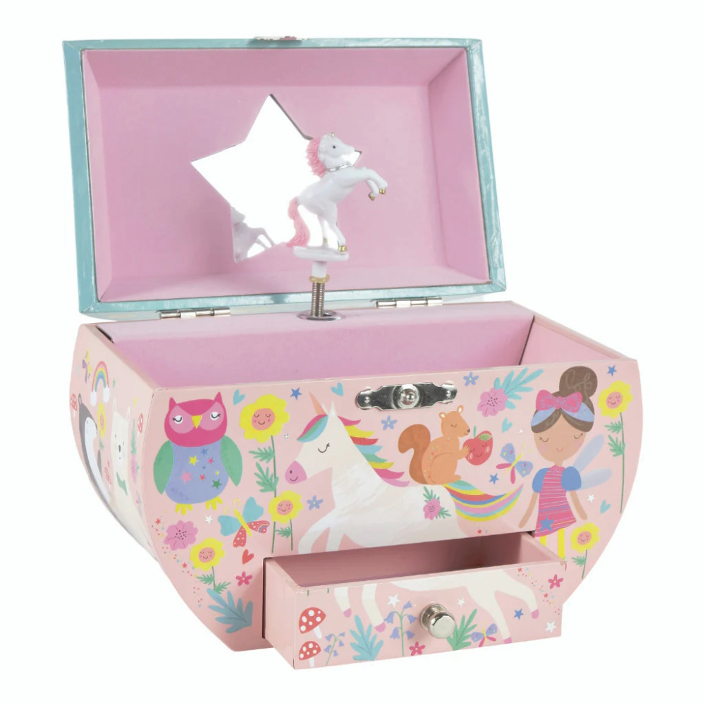 Jewellery Box Musical Kids Floss & Rock Doll Children Game Pink Rainbow Fairy