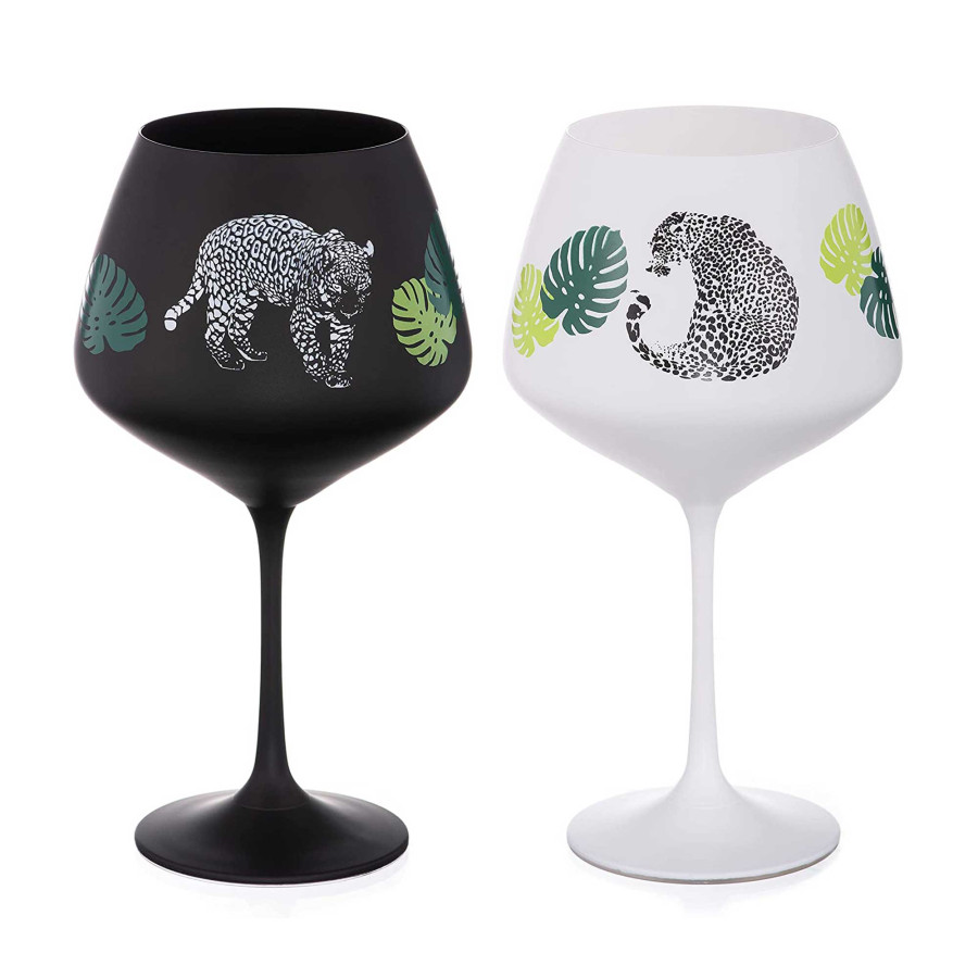 Click to view product details and reviews for Jungle Leaves Black And White Gin Glasses Set Of 2.