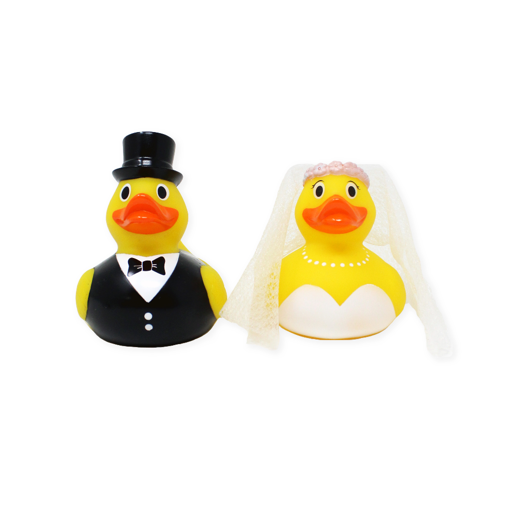 Just Ducks Bride and Groom Rubber Collectable Bath Toy Decoration Wedding Duo