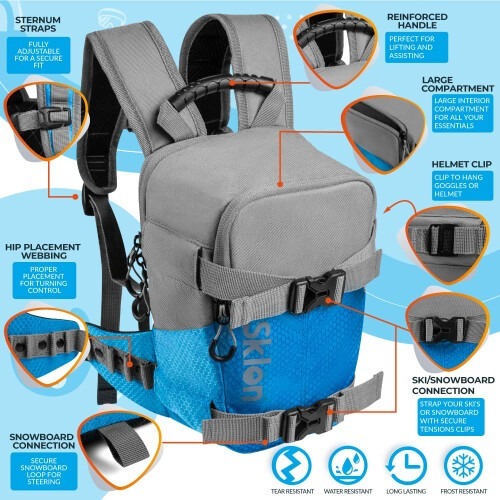 Sklon Ski and Snowboard Harness Trainer Backpack for Kids (Blue)