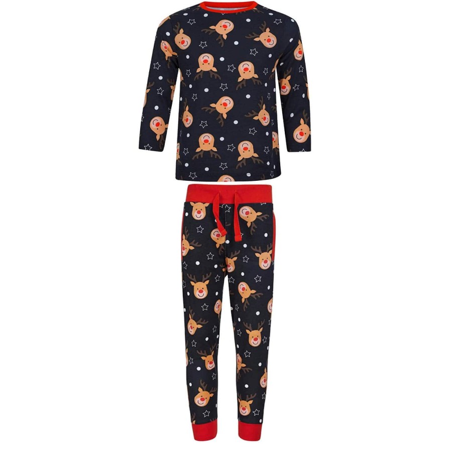 Click to view product details and reviews for Kids Boys Christmas Pyjama Set Rudolph Print Navy Grey Navy 4 5.