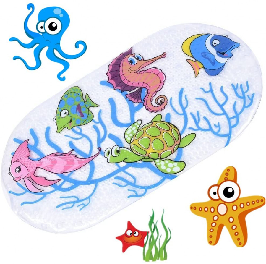 kids cartoon non-slip bath mats, mildew-resistant non-slip mats for children. Sea Turtle