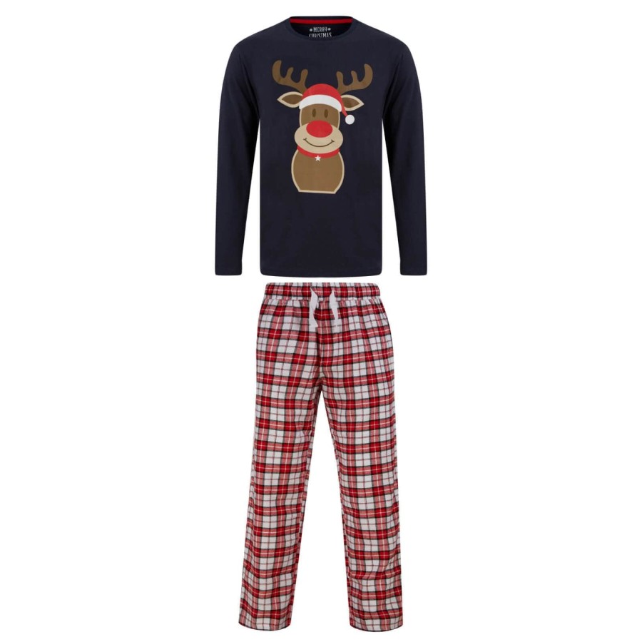 Click to view product details and reviews for Kids Christmas Pyjama Set Rudolph Print Top Red Navy Navy Red 9 10.