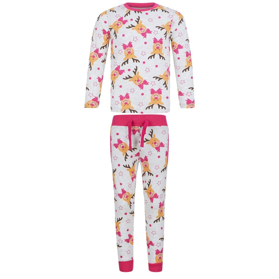 Click to view product details and reviews for Kids Girls Christmas Pyjama Set Rudolph Print Navy Grey Grey 11 12.