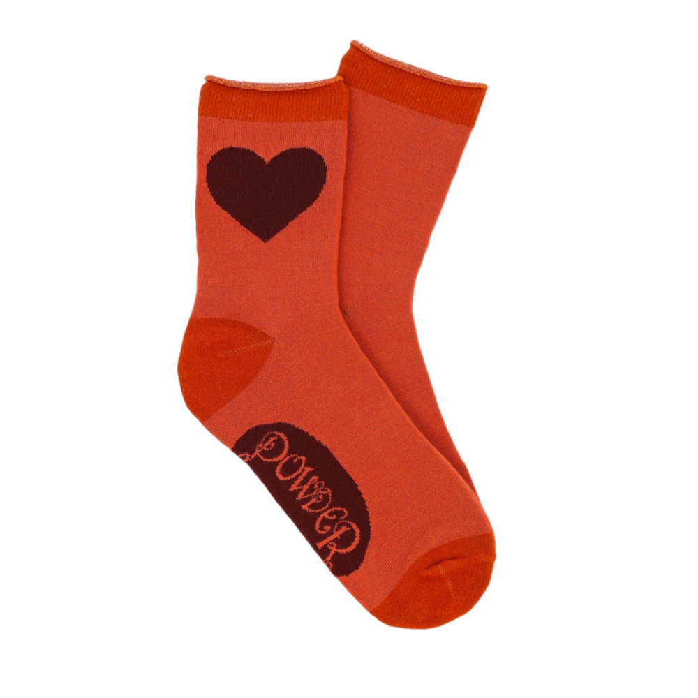 Ladies Bamboo Ankle Socks Super Soft Powder Cute Design UK 4-9 - Orange Heart