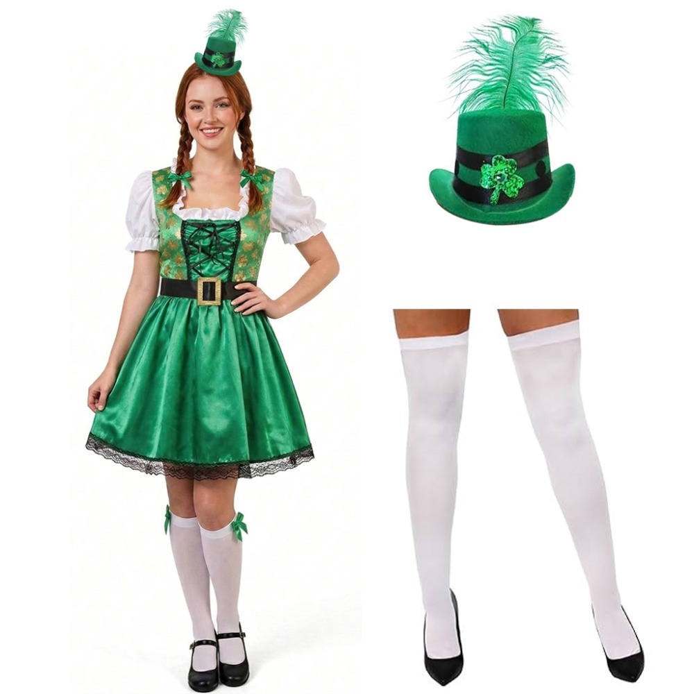 Click to view product details and reviews for Shamrock Dress With Stockings Fascinator Set Large.