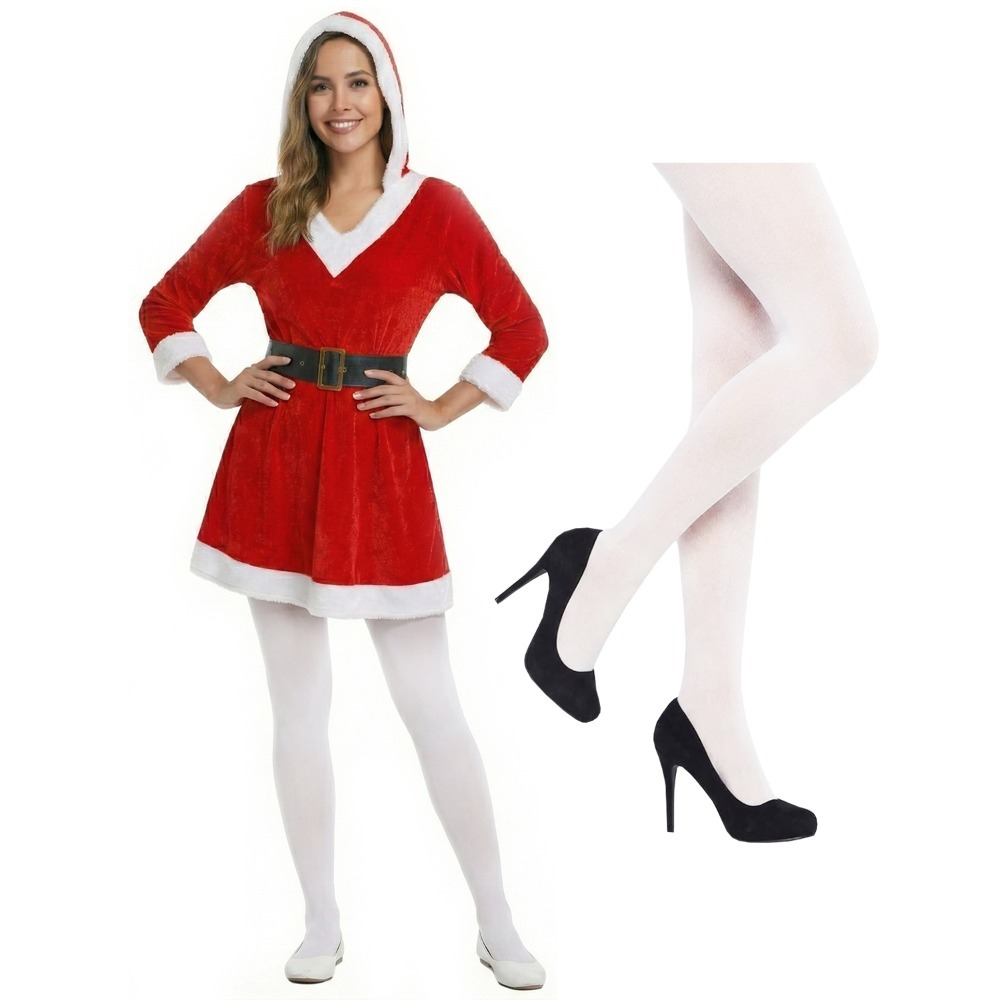 Click to view product details and reviews for Ladies Hooded Miss Santa Dress With Tights 2xl.