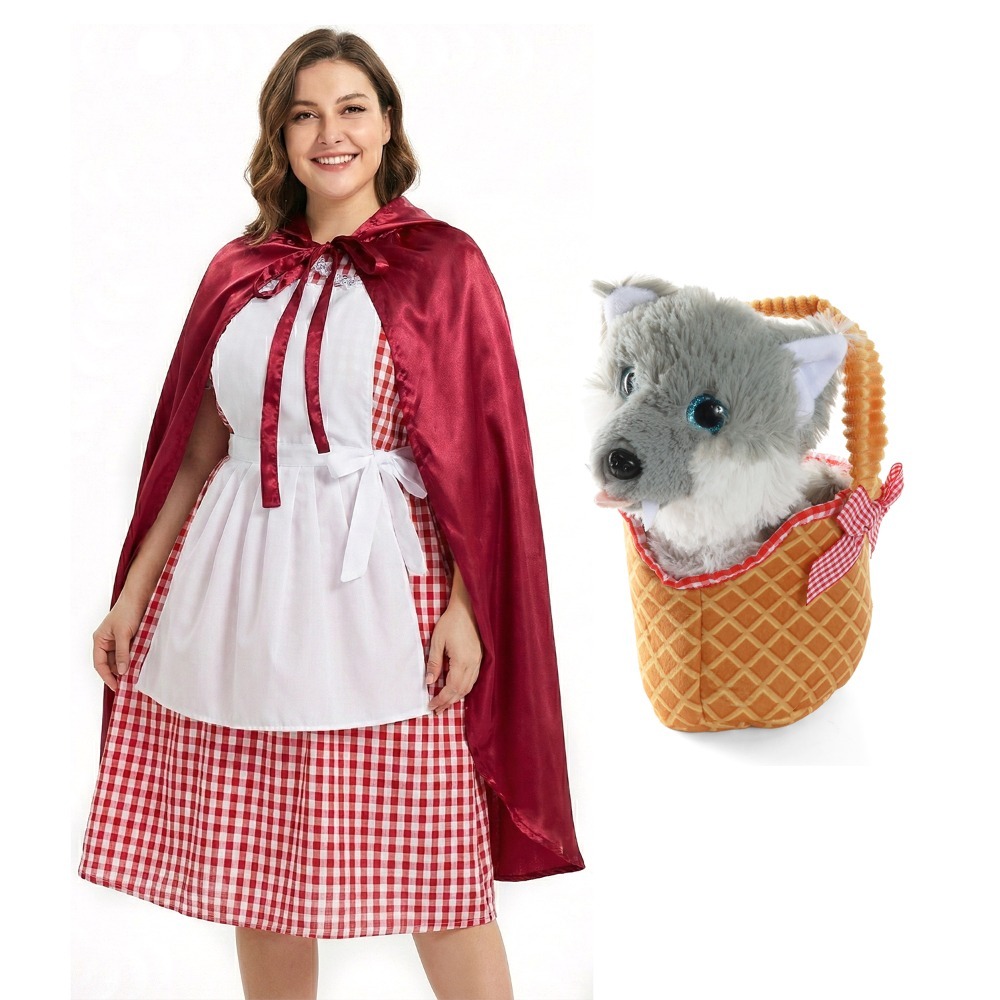 Click to view product details and reviews for Ladies Little Red Riding Hood Costume 5 Pcs Dress Apron Cape Soft Basket Wolf Large.