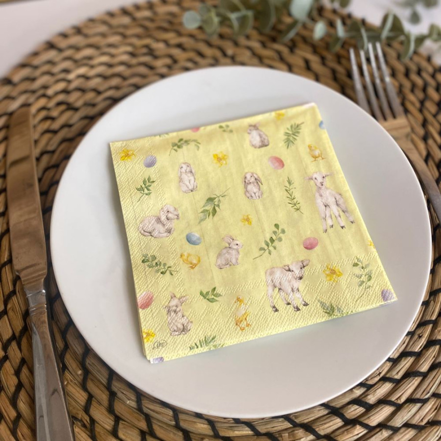 Click to view product details and reviews for Small Lamb And Friends Paper Napkins Easter Party Yellow Bunny Chicks X 20.