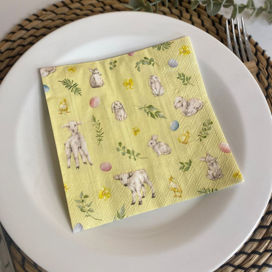 Click to view product details and reviews for Large Lamb And Friends Napkins Easter Party Yellow Bunny Chicks X 20.